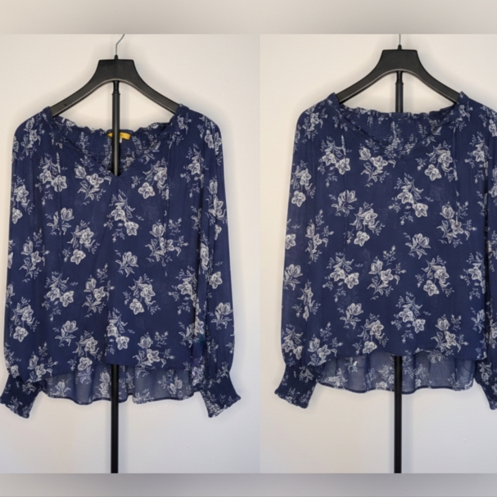 Polo Ralph Lauren Blue and White Floral Blouse